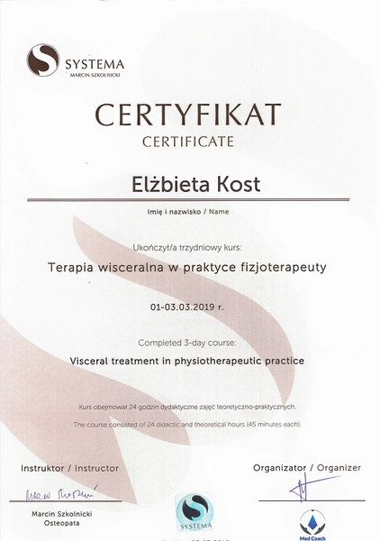 fizjoterapia krakow terapia wisceralna bóle brzucha niestrawnosc celiakia terapia brzuszna elzbieta kost apriori
