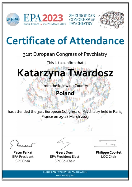 certyfikat ECP EPA katarzyna twardosz apriori kraków zawiła 61a konsultacje psychiatryczne usługi terapeutyczne psychoterapeuci diagnoza leczenie farmakologiczne indywidualne zaburzenia psychiczne terapia poznawczo-behawioralna nowe podejścia